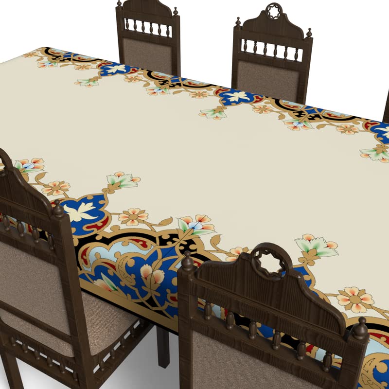 Islamic Unique Taj Waterproof Tablecloth, a Multicolor 140x300 cm Rectangular Table Cover of Spillproof Polyester, a Majestic and Durable Protector for Large Dining Tables and Events