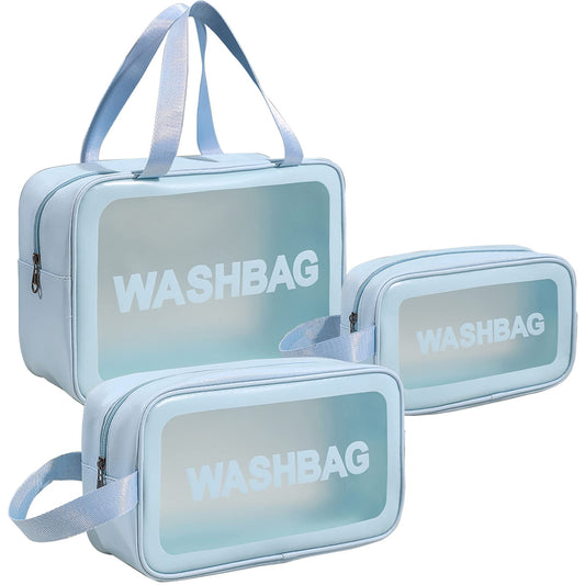 Clear Toiletry Bag Set of 3, Transparent Makeup Cosmetic Bags, Travel Wash Pouch for Women,Waterproof Organizer for Toiletries, Skincare, and Accessories