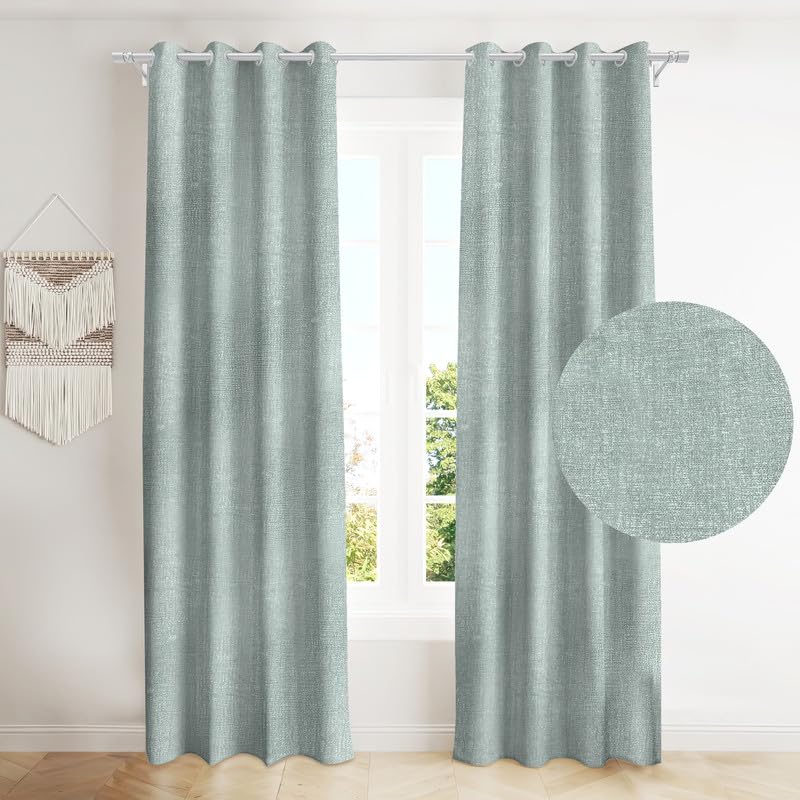 Natural Linen Curtains & Drapes with Steel Grommets, providing Semi-Sheer privacy and Light Filtering for Bedroom-Living Room. 2 Pieces