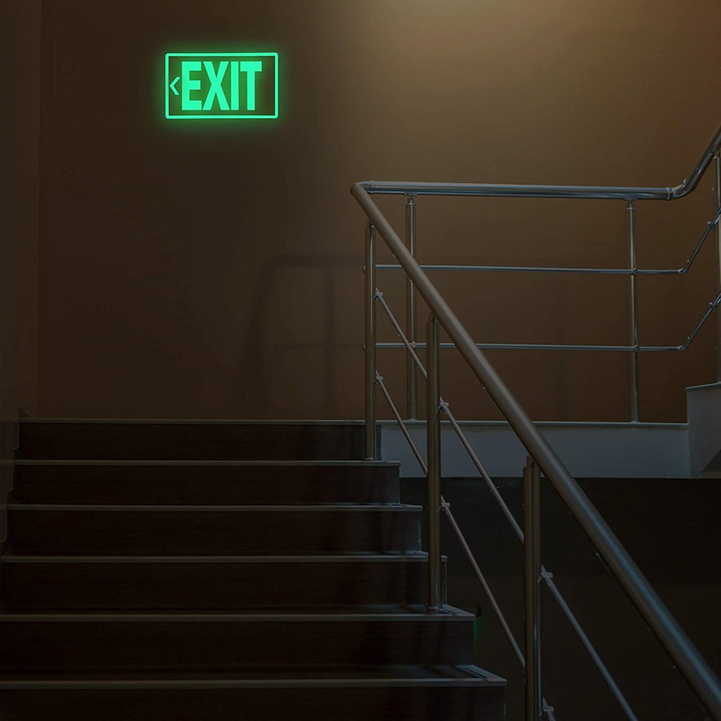 EXIT Signs, 3-Pack Glow in the Dark Photoluminescent EXIT Decal Stickers, 30 x 18 cm Self-Adhesive Emergency Exit Signs for Walls and Doors, Safety Signage for Home, Office