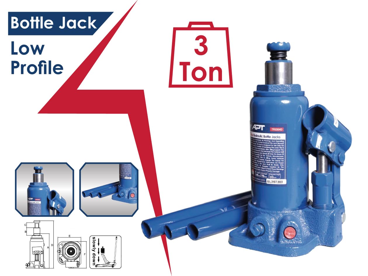 APT hydraulic bottle jack 3 ton apt low profile t90304d