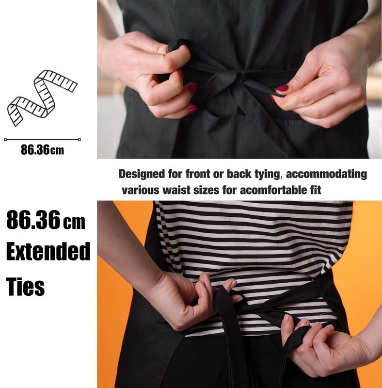 Waterproof Bib Apron - Unisex Apron Bulk with 2 Roomy Pockets Machine Washable for Kitchen Crafting