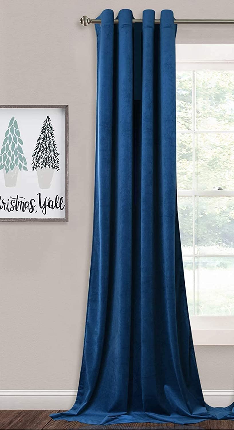 Elegant Velvet curtains - Soft Velour fabric - Steel Grommets - for living rooms - 1 piece-Petrol Blue