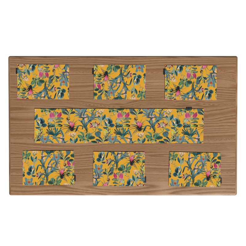 Floral Yellow Canvas Placemats Set of 6, multicolor table mats, each 45x30 cm, durable and washable with a sunny floral design to bring a cheerful, garden-fresh vibe to your table