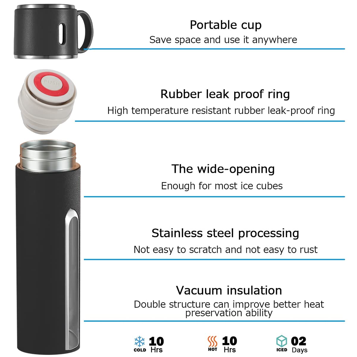 Coffee Thermos Stainless Steel Vacuum-Insulated Water Bottle, 500ml, Double-Wall Thermal Flask, Hot and Cold Beverage Container, Ideal for Travel and Office Use