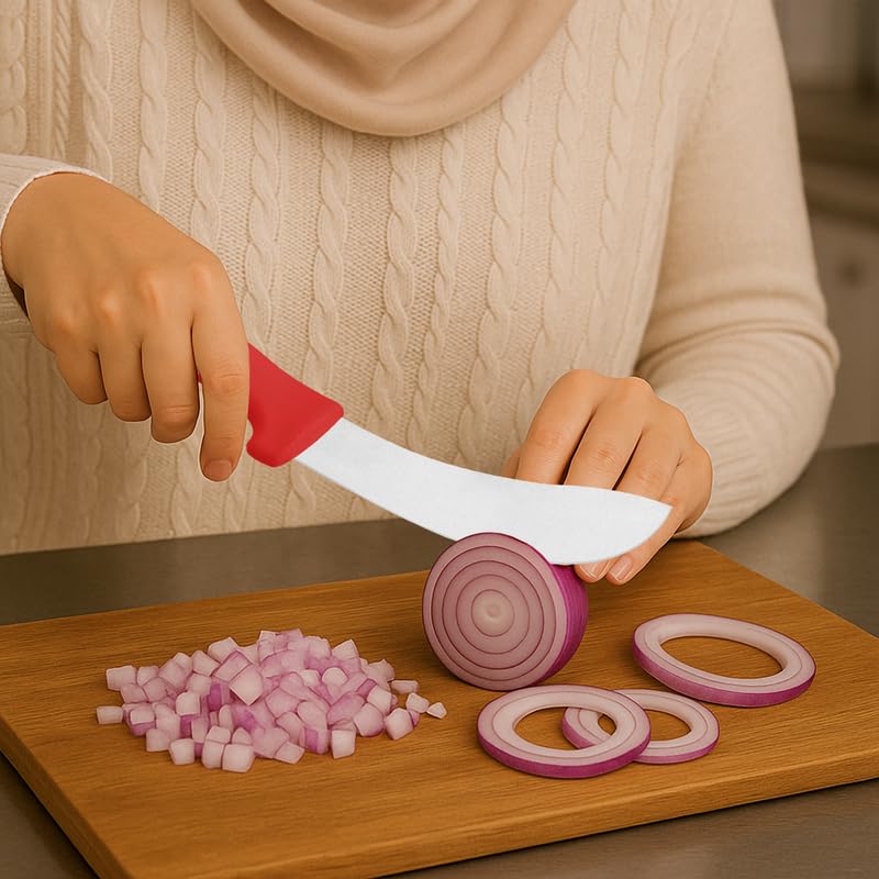 Professional Skinning Knife – 6-Inch Stainless Steel Blade with Red Textured Polypropylene Handle – Ergonomic & Reliable
