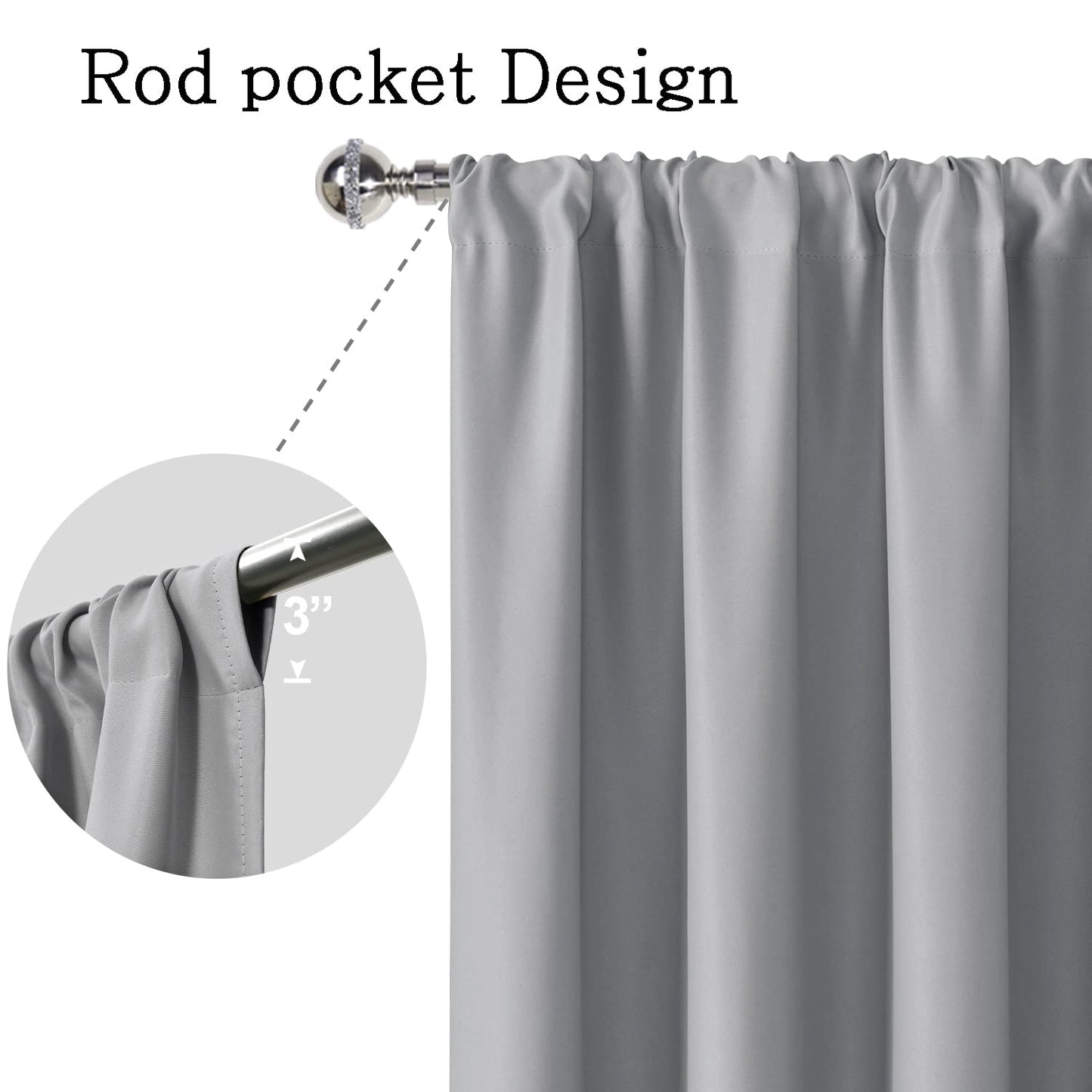 Blackout Curtains for Bedroom - Thermal Insulated Room Darkening Noise Reducing- cover pocket design - 1 panel with tie-pack