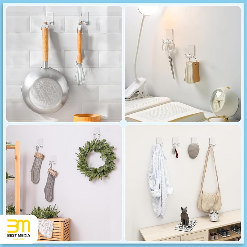 Clear Acrylic Adhesive Razor Holder Hooks 2 Pack, Waterproof His and Hers Shower Wall Organizer, Modern, For Bathroom and Bathtub Organization
