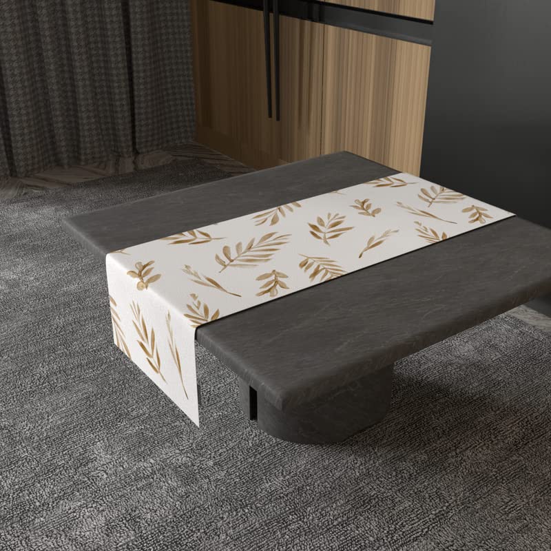 Eve Canvas Table Runner in Gold & Blue, a Durable Decorative Centerpiece with an Elegant and Glamorous Metallic Pattern, 35x140 cm, perfect for adding a Touch of Chic Sophistication