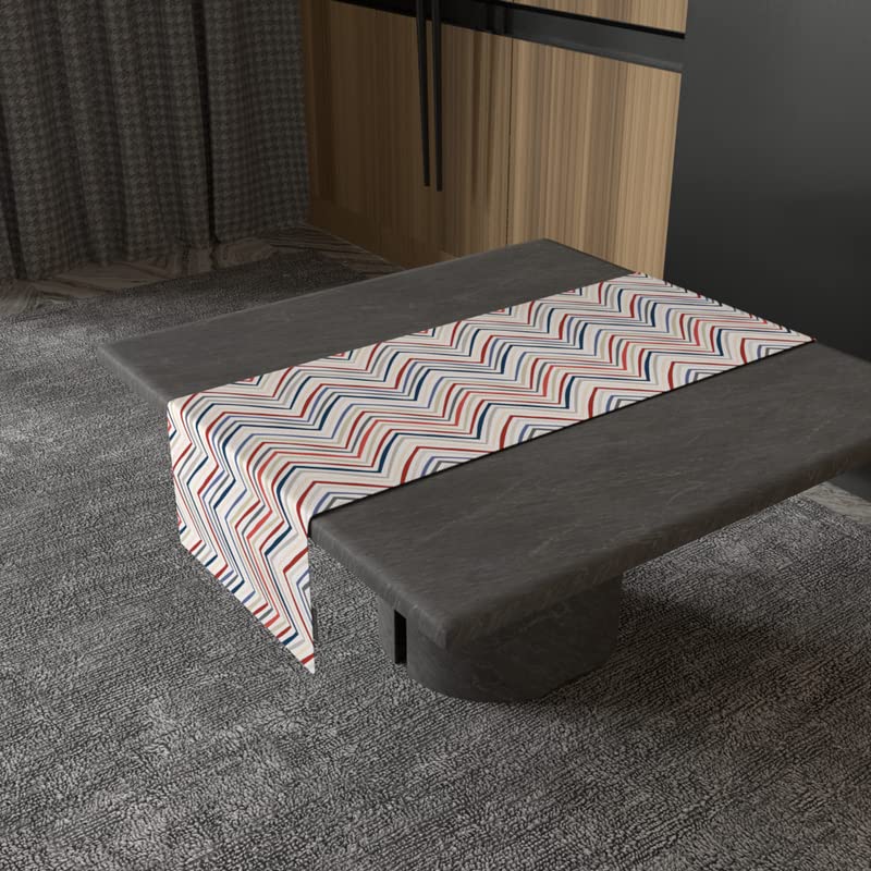 Lila Zigzag Velvet Table Runner, a Plush Multicolor 35x140 cm Decorative Centerpiece with a Stylish and Modern Chevron Pattern, adds a Luxurious Texture to a Classic Design