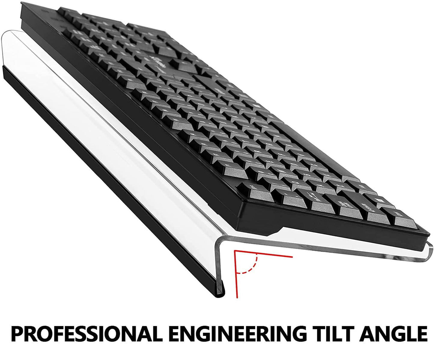 Acrylic Computer Keyboard Stand, Clear Keyboard Riser Tray with Rubber Strip, Supports Comfortable Typing Position for Home Office Desk and Workstations, Ergonomic Acrylic Holder, Clear