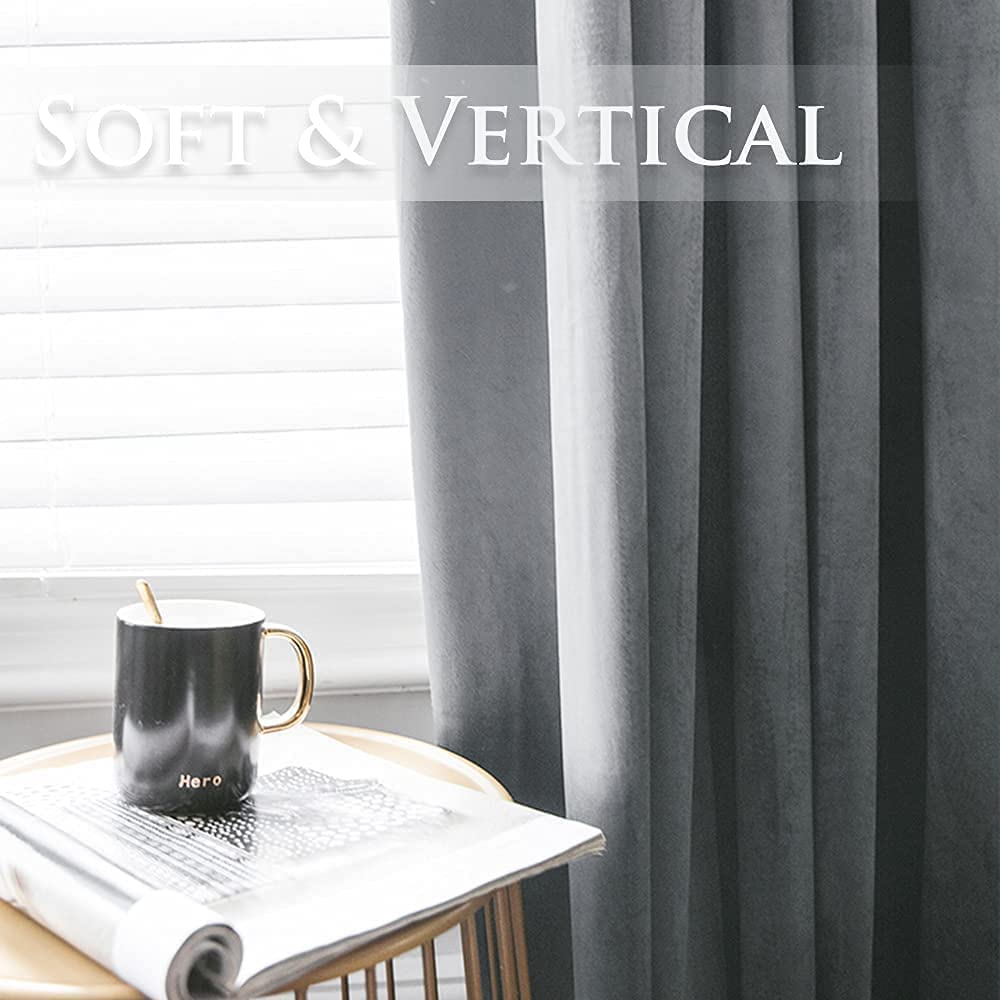Elegant Velvet Curtains - Thermal Insulated Curtains for Living Room,steel Grommets - Light Blocking Shades - 2 panels