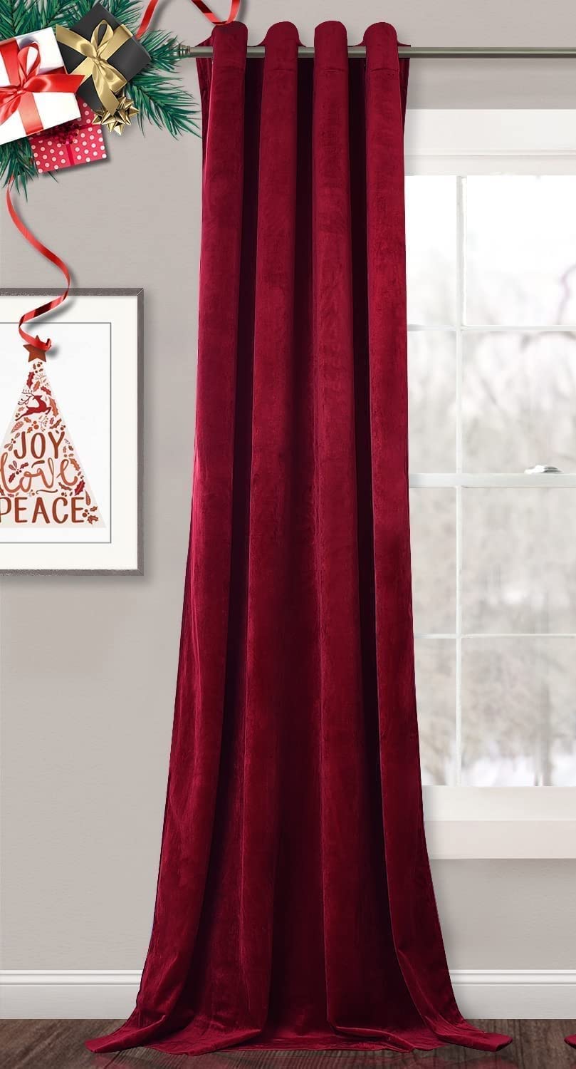 Elegant Velvet curtains - Soft Velour fabric - Steel Grommets - for living rooms - 1 piece-Dark Red