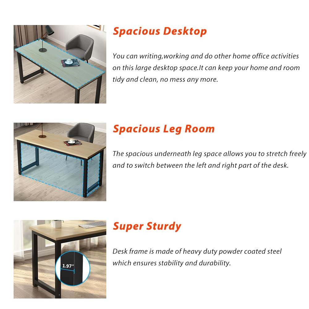 Computer Desk,100cm Computer Table PC Laptop Modern Study Table, Office Desk Workstation for Home Office with Extra Strong Legs,Writing Desk,Beige