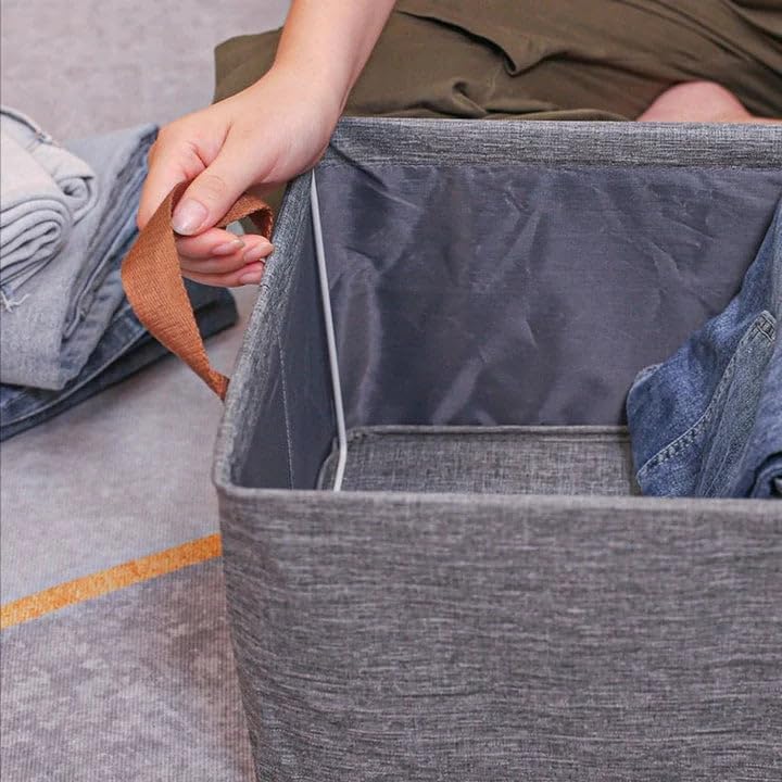 Fabric Wardrobe - Washable Clothes Closet Organizer with Metal Reinforced Shelf & Sturdy Handles for Home Storage & Organization - Grey