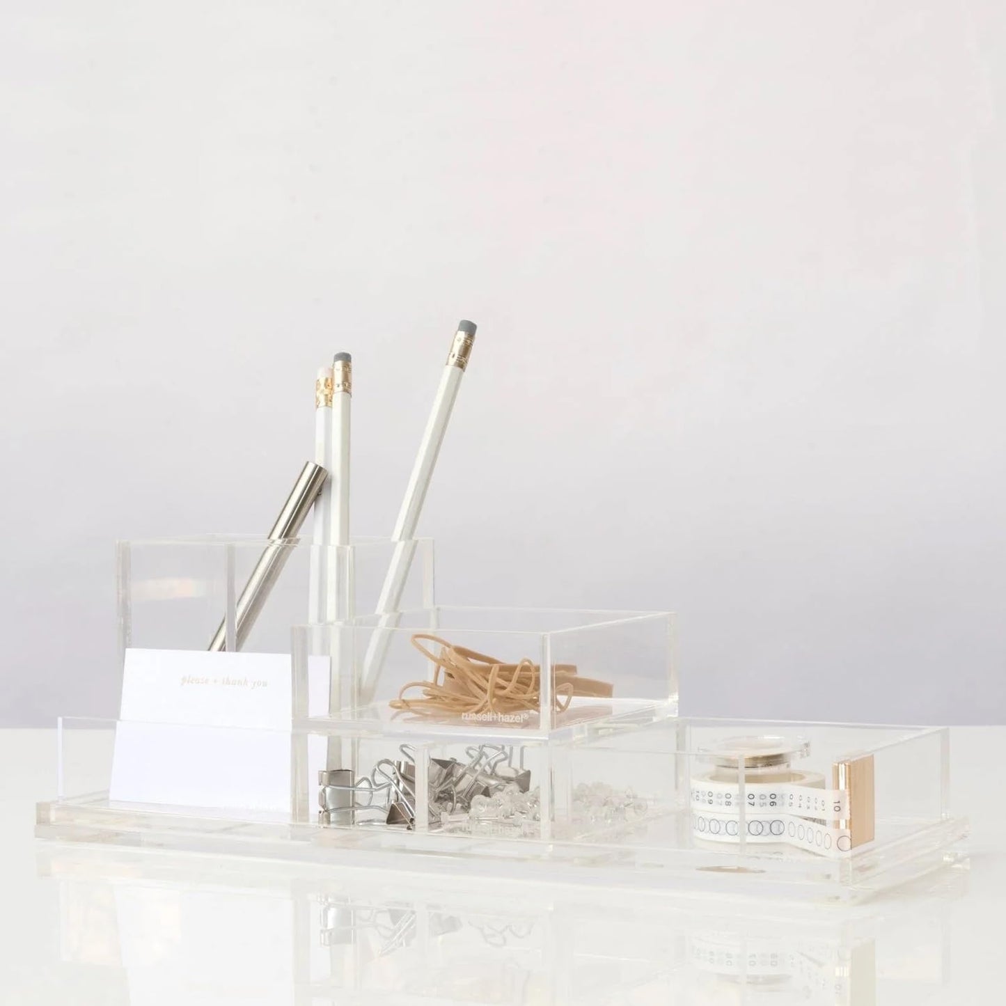 Clear Acrylic Narrow Accessory Tray, 31 x 11.4 x 1.3 cm, Desktop Storage Tray for Office and Home