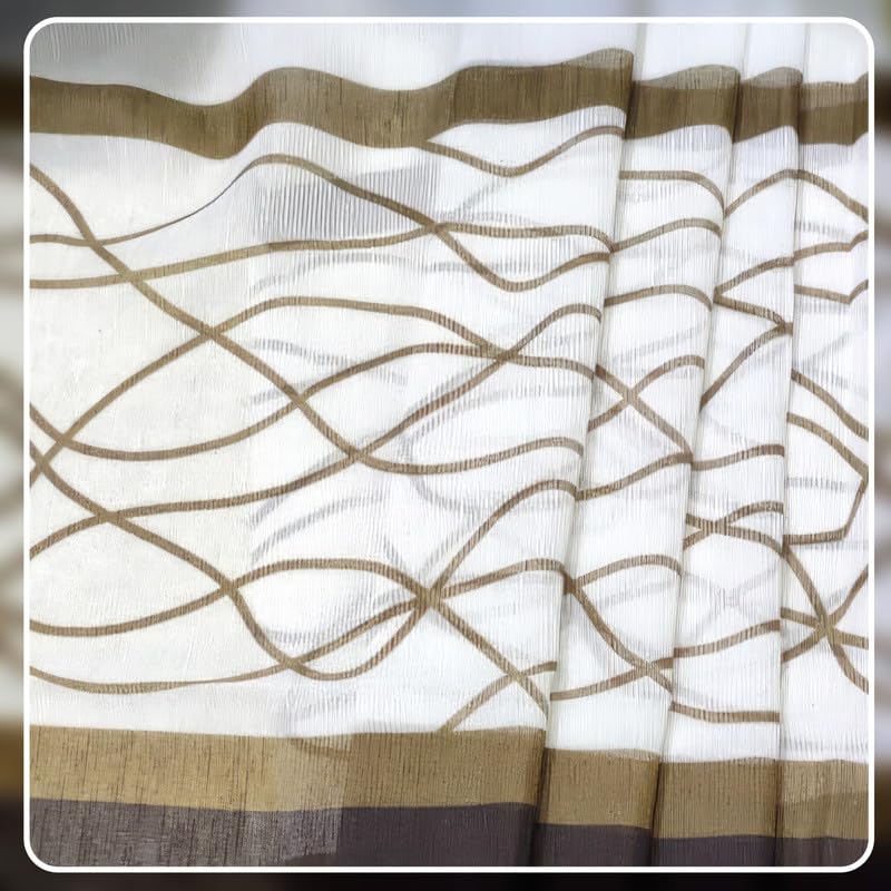 Modernistic Linen Curtain Panel - Crosswise Striped Sheer - Semi-Transparent - Steel Grommets - 1 Piece