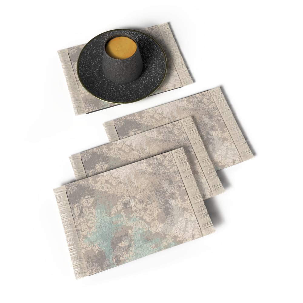 Rug Coaster - Elegant and Durable Mini Rug Coasters for Coffee Table, Dining, and Home Decor - Ultra-Soft Microfiber Polyester - Set Of 4