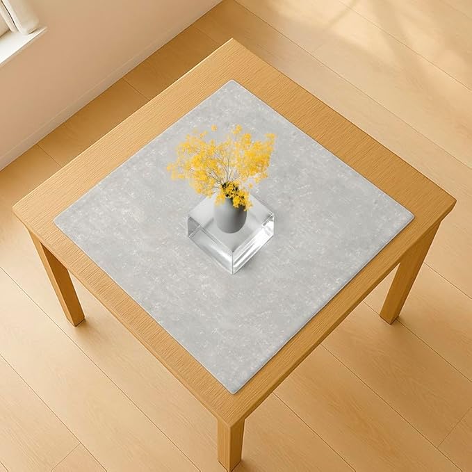 Tablecloth Set, Semi-Transparent Linen Fabric, Square Design, Lightweight and Wrinkle-Resistant, 80×80 CM Each, Set of 3, Off-White, Elegant Table Covers for Dining and Kitchen