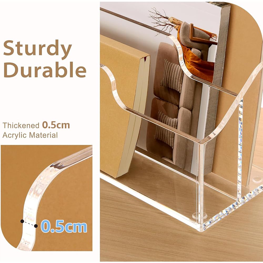 2-Compartment Acrylic Desktop Organizer Box, Clear File and Mail Sorter for Countertop and Office, Multifunction Envelope and Letter Folder Rack for Home, School, and Professional Use