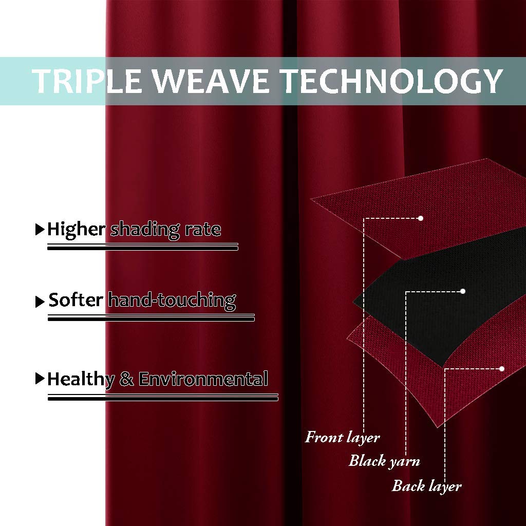 100% Blackout curtains - thermal insulated blackout fabric - two layers fully darkness curtain
