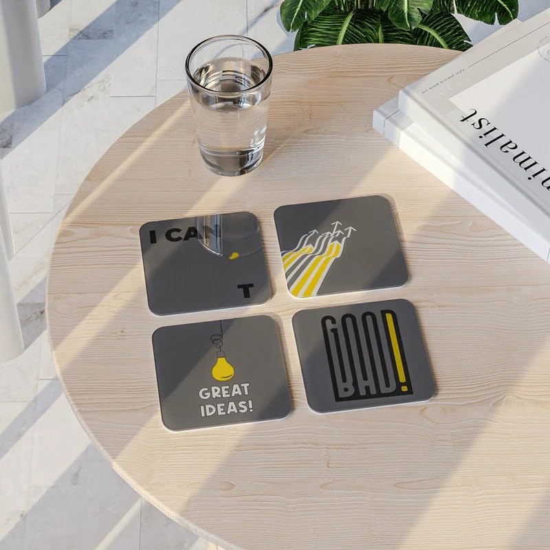 Acrylic Coaster Set of 4, 9×9 cm, Heat and Moisture Resistant Drink Coasters, Mountain Landscape Design, Acrylic for Coffee Tables Desks Dining Decor, Set of Decorative Mats
