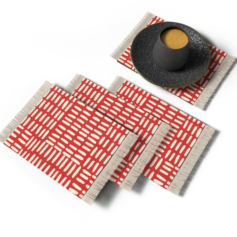 Rug Coaster - Elegant and Durable Mini Rug Coasters for Coffee Table, Dining, and Home Decor - Ultra-Soft Microfiber Polyester - Set Of 4