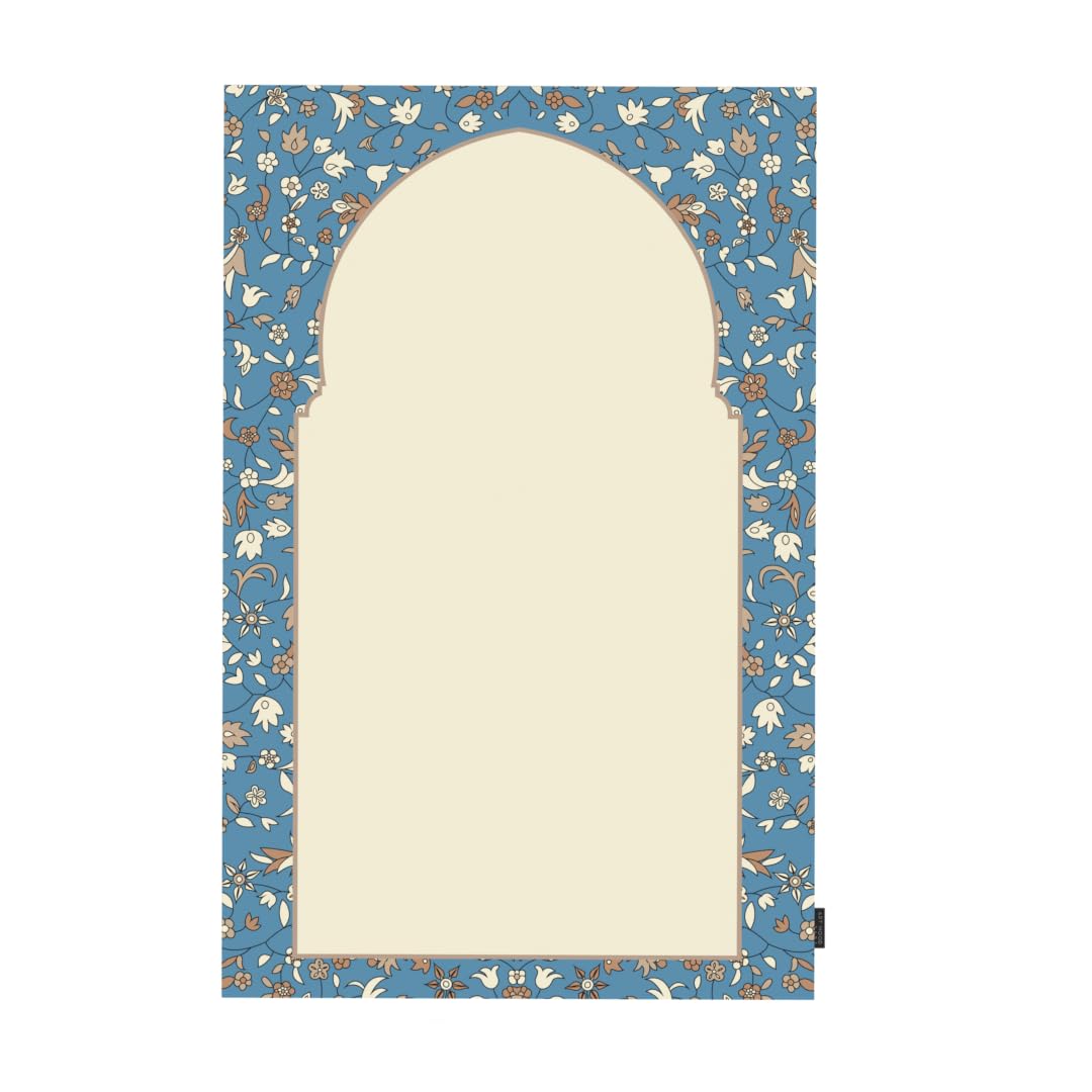 Al-Rawda Portable Prayer Mat, a Waterproof and Lightweight Travel Rug that folds to a Compact Pocket Size, Blue, an Easy to Carry Janamaz for Daily Prayers at Work, Outdoors, or Travel