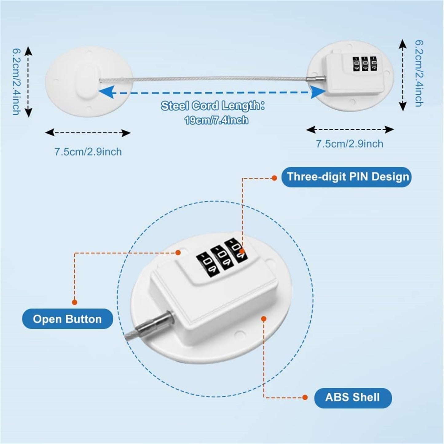 X spring Password Fridge Lock, Self Adhesive Window Restrictor Locks, UPVC No Drilling Refrigerator Lock, Mini Fridge Locks for Kids, Refrigerator Door Locks for Doors, Drawers, Fridges, Windows