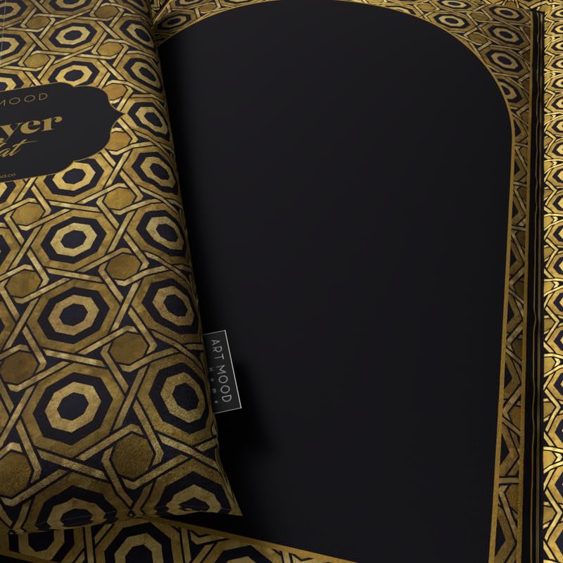 Elegant Velvet Padded Prayer Rug in Gold and Black, 68x117 cm, a soft and comfortable mat with plush cushioning, perfect for enhanced support and a luxurious feel during prayers