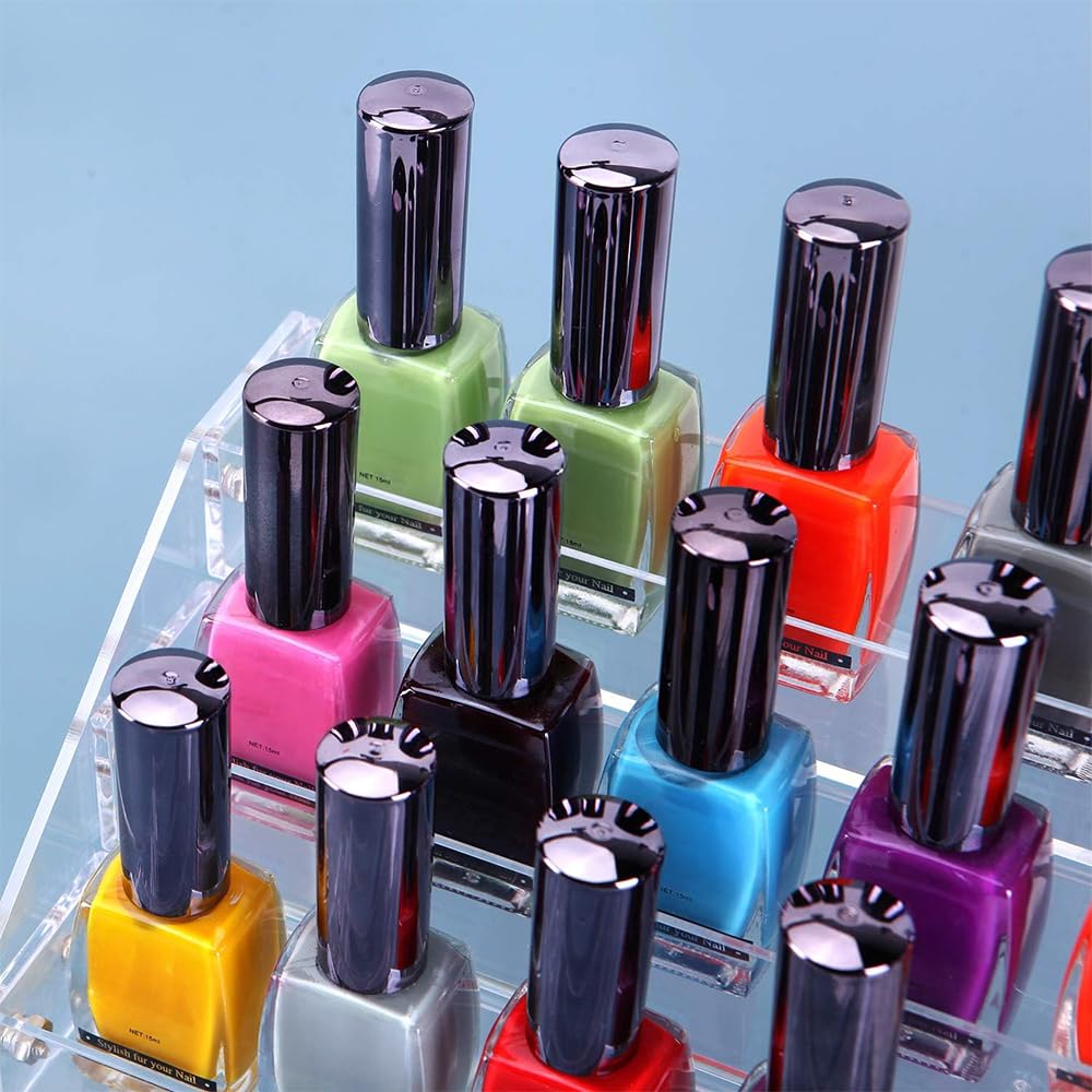 6-Tier Clear Acrylic Display Stand for Nail Polish and Paint Bottles, Tiered Tabletop Rack and Organizer for Essential Oils, Inks, and Cosmetics, Professional and Elegant Storage Holder
