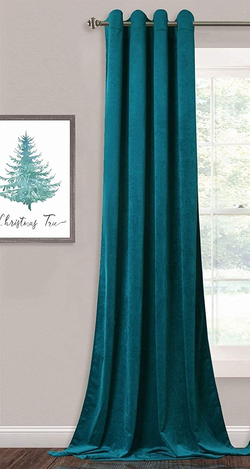 Elegant Velvet curtains - Soft Velour fabric - Steel Grommets - for living rooms - 1 piece-Teal