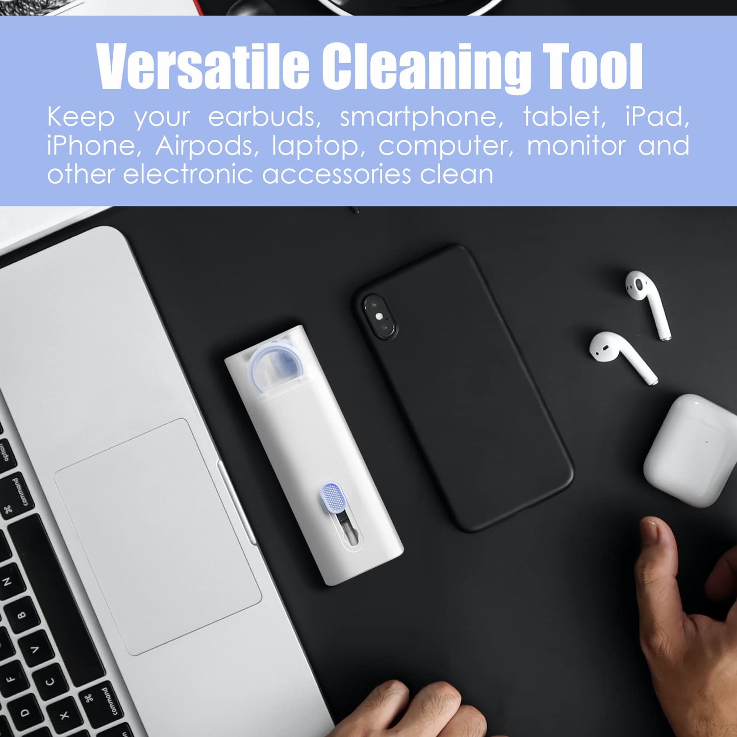 Laptop Cleaner Keyboard Cleaner Kit with Brush, 7 in 1 Electronic Cleaner Kit for Airpod Pro Earbuds Phone Computer, Multi-Function Cleaning Kit for Keyboard Laptop Airpods MacBook Earbuds PC - Blue
