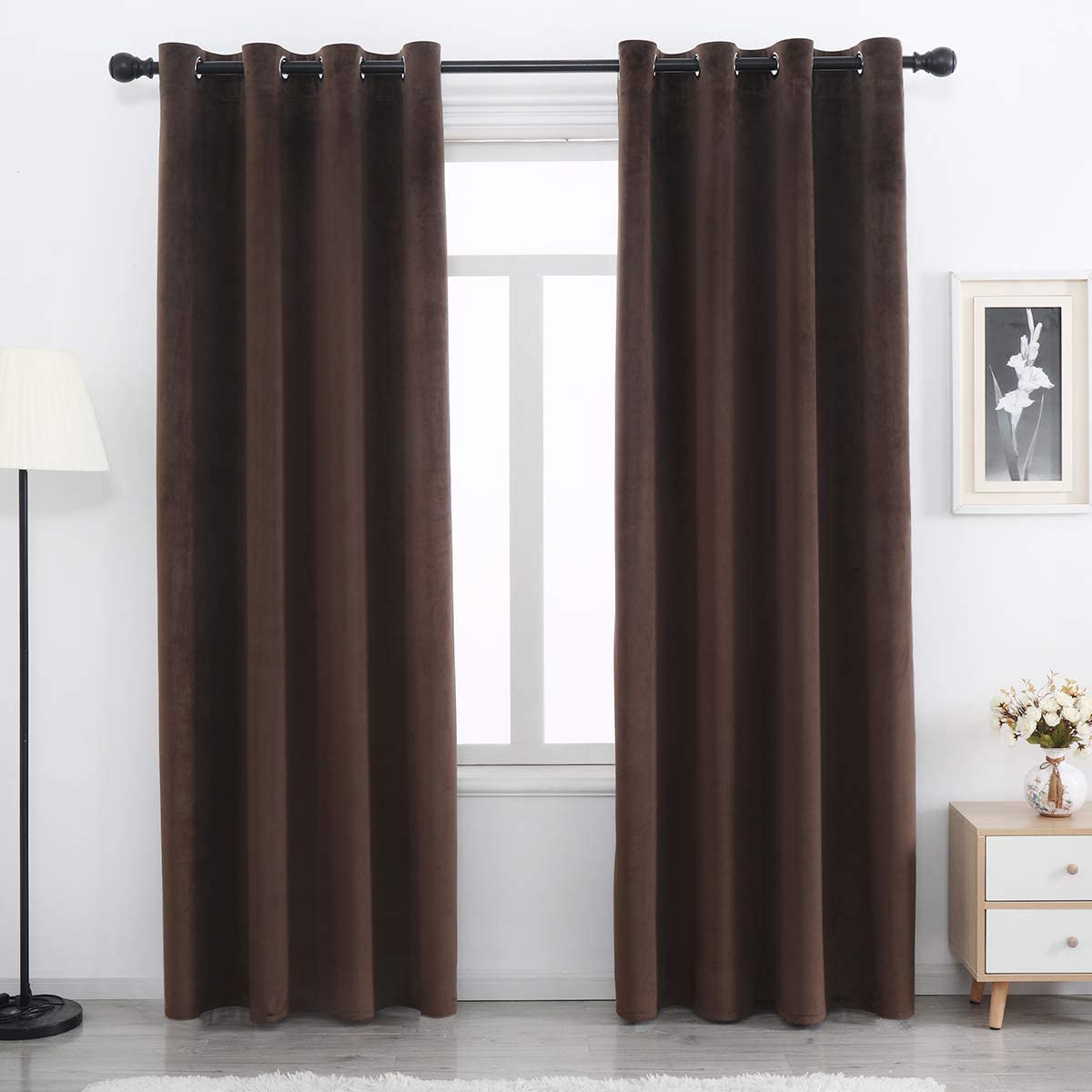 Elegant Velvet Curtains - Thermal Insulated Curtains for Living Room,steel Grommets - Light Blocking Shades - 2 panels
