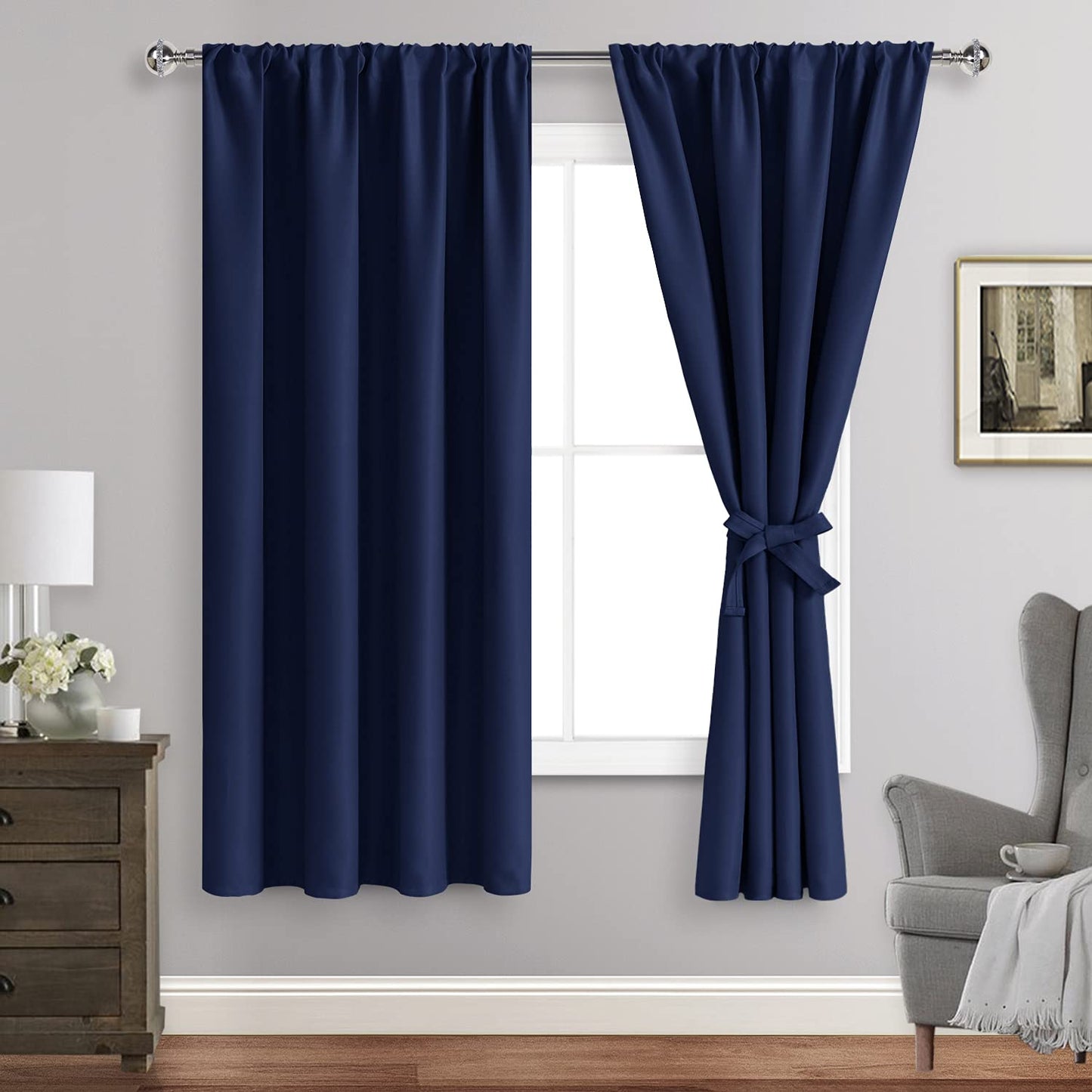 Blackout Curtains for Bedroom - Thermal Insulated Room Darkening Noise Reducing- cover pocket design - 1 panel with tie-pack