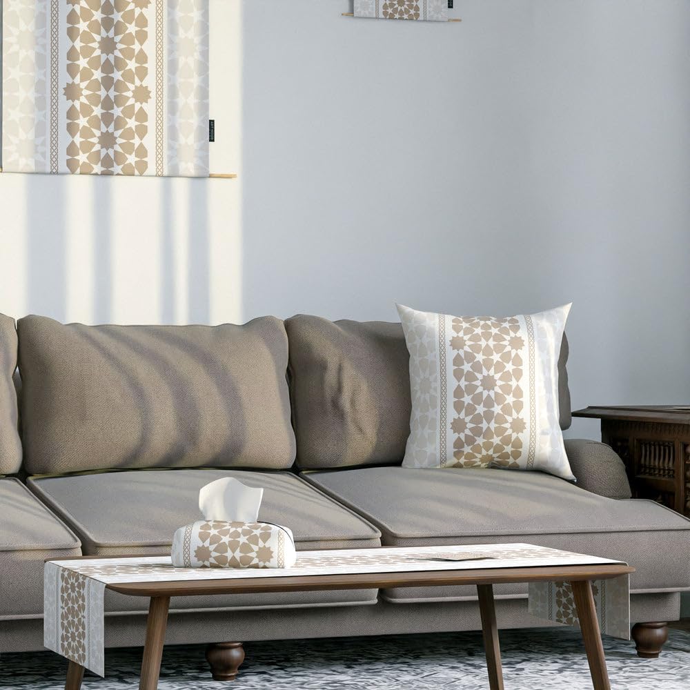 Décor Bundle Collection - Table Runner, 2 Cushion Covers, 4 Coasters, 3 Fabric Posters, Tissue Box – Elegant Home Set for Living Room or Dining