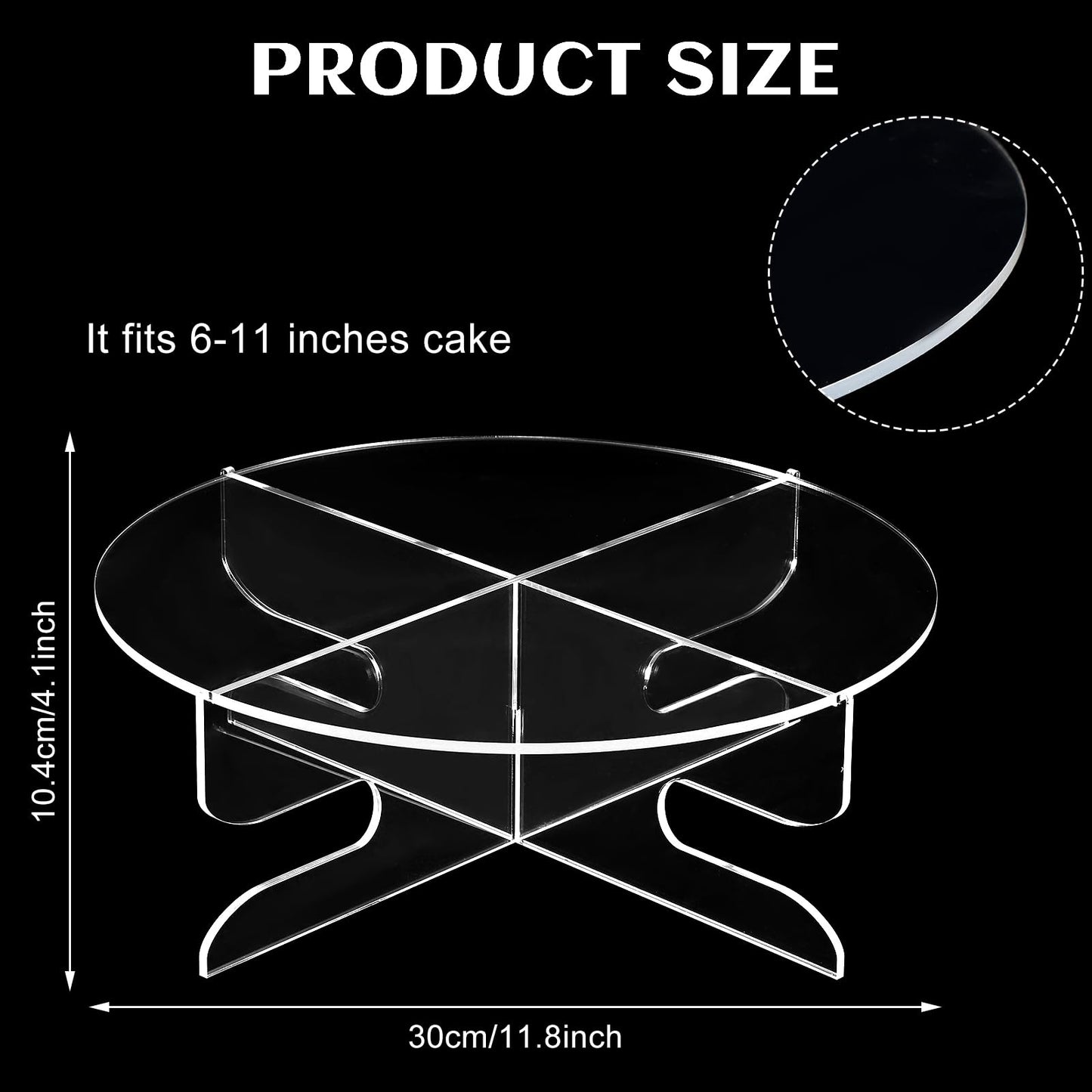 Acrylic Cupcake Stand Set, 2-Piece Round Clear Cake Holder, 30 x 10.5 cm, Reusable One-Tier Pedestal for Parties, Weddings, Bakery Display and Dessert Table