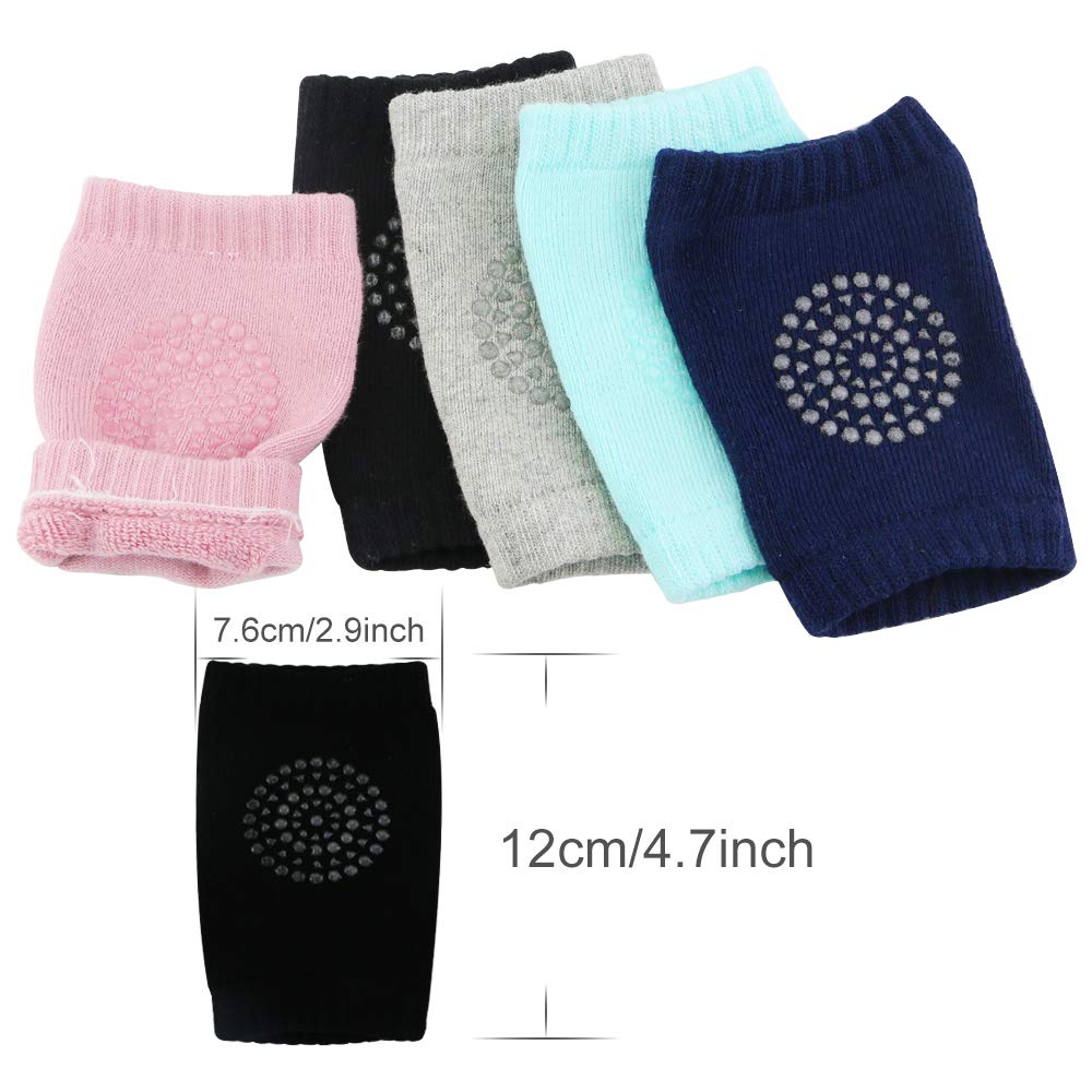 Nextnol 5 Pairs Baby Crawling Anti-Slip Knee, Unisex Baby Toddlers Kneepads,Adjustable Knee Elbow Pads Crawling,Safety Protector for 9 months - 2 years