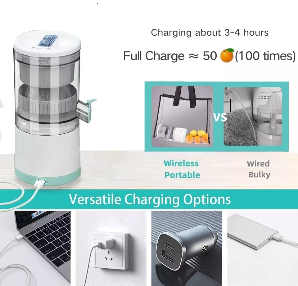 Portable Electric Fruit Juicer Machine Orange Juicer Lemon Squeezer Electric Citrus Juicer Cordless Multifunctional Easy To Use and Clean USB Port easily use with powerbank in Travel Office Camping