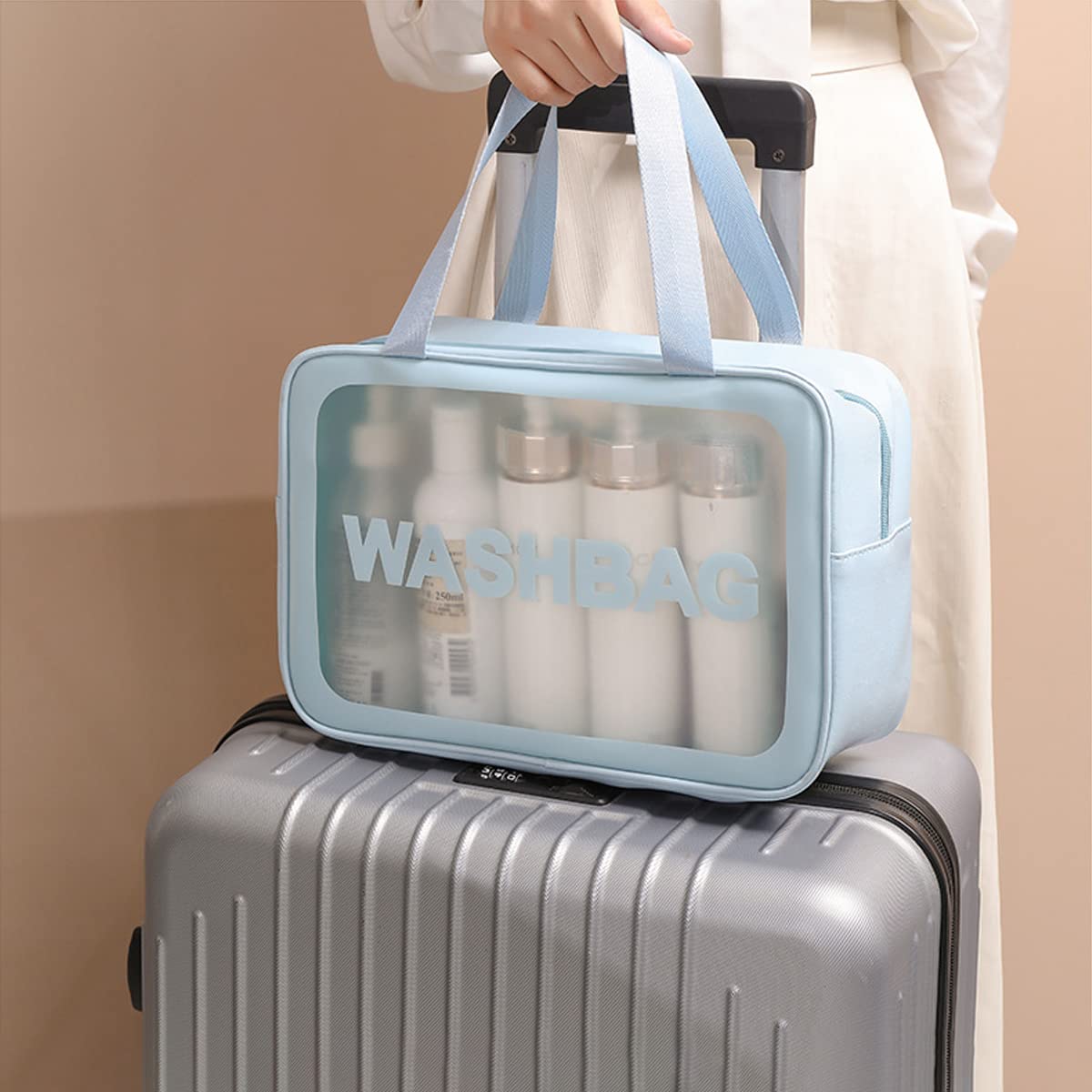 Clear Toiletry Bag Set of 3, Transparent Makeup Cosmetic Bags, Travel Wash Pouch for Women,Waterproof Organizer for Toiletries, Skincare, and Accessories