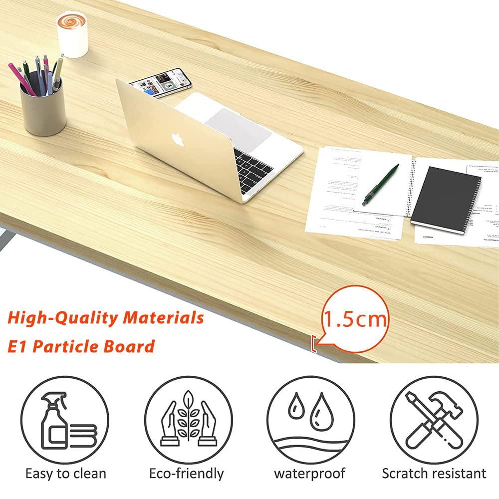 Computer Desk,100cm Computer Table PC Laptop Modern Study Table, Office Desk Workstation for Home Office with Extra Strong Legs,Writing Desk,Beige