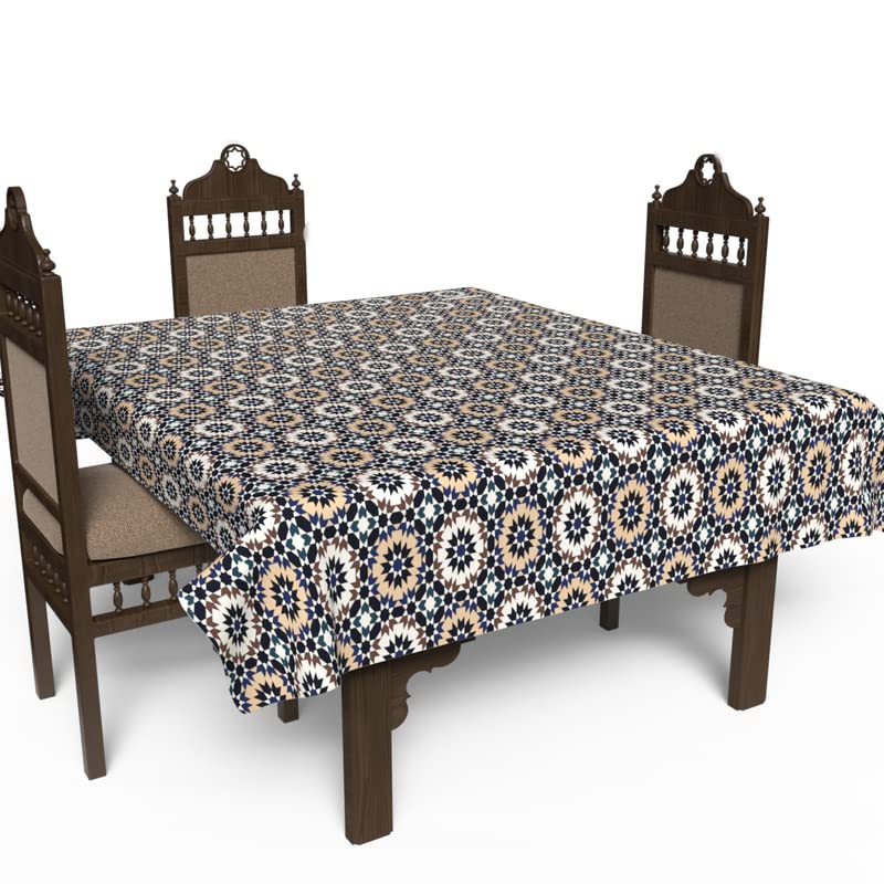 Islamic Kai Waterproof Tablecloth, a Multicolor 140x140 cm Square Table Cover made of Spillproof Polyester, a Unique and Artistic Stain-Resistant Protector for your Dining Experience