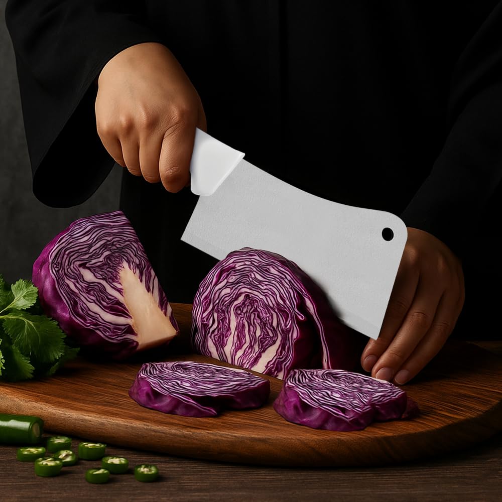 Cleaver Professional White 6 inch, Heavy Knife Impact Resistant, NSF Certified, Antimicrobian handle. - Designed for High Performance and Durability, Ideal for Professional and Ho