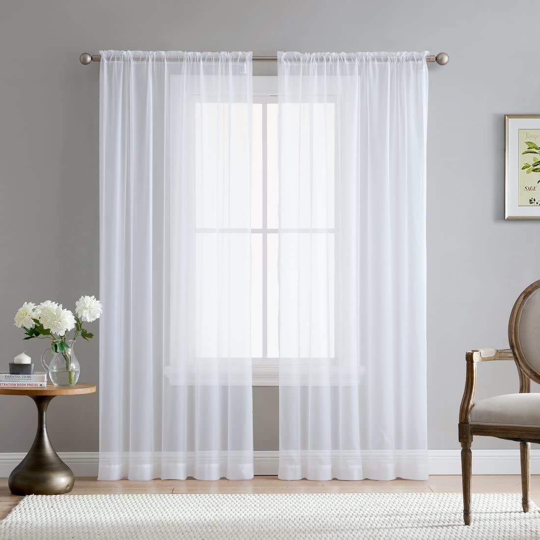 Elegant Voile Chiffon Curtains - Rod Pocket Design - Luxury Soft Fabric 1 Panel