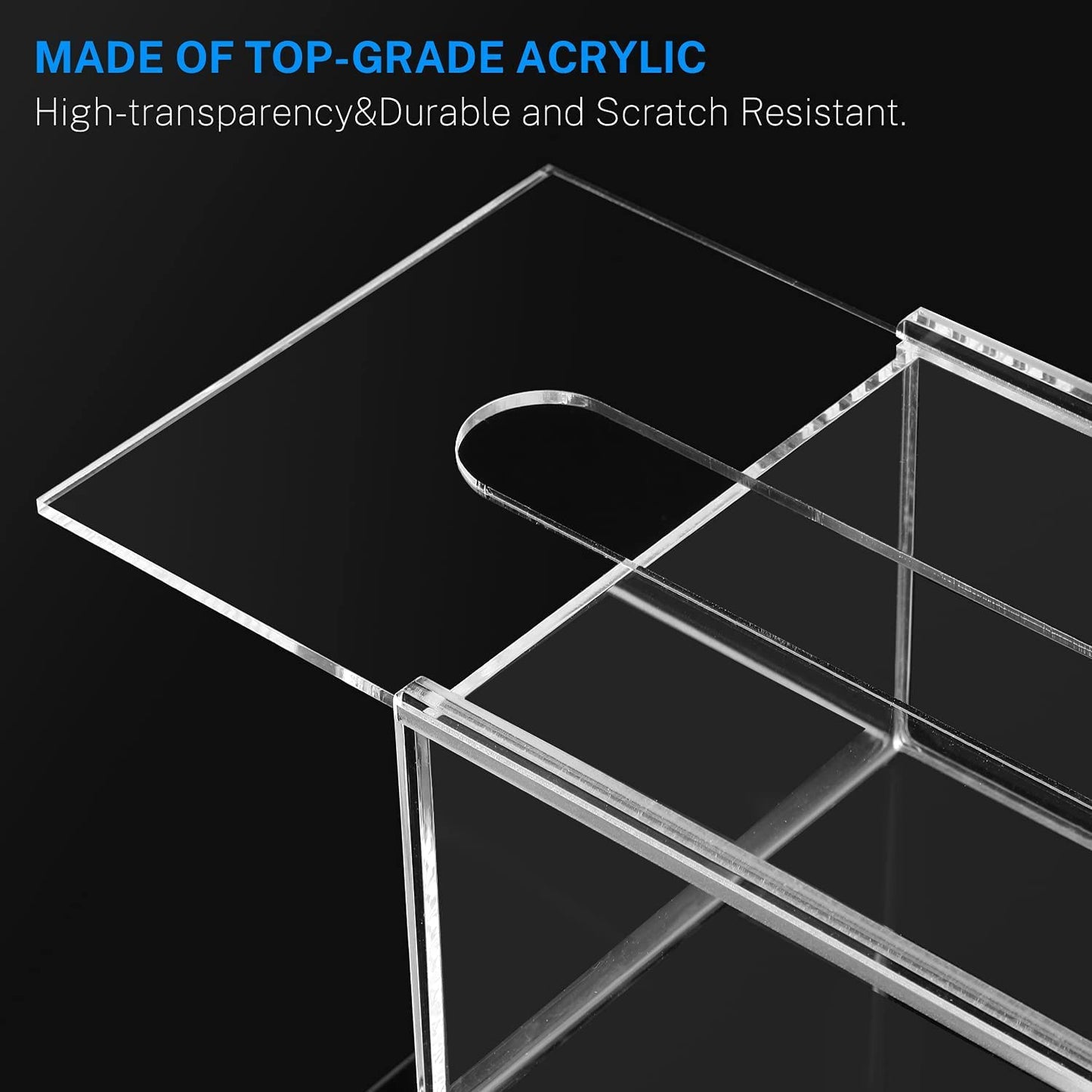 Acrylic Tissue Box with Storage, 30x13x10 cm Clear Rectangle Napkin Holder with Side Organizer for Desktop, Bathroom, Vanity or Office Use, Dual Function Tissue Dispenser, Clear