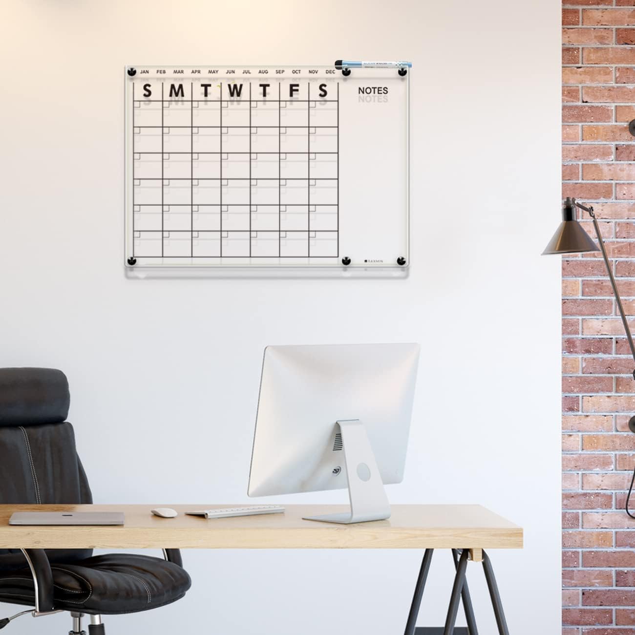 Acrylic Dry Erase Calendar for Wall, 58 x 40 CM, Clear Acrylic White Board Calendar for Home and Office, Stylish & Functional Wall Calendar