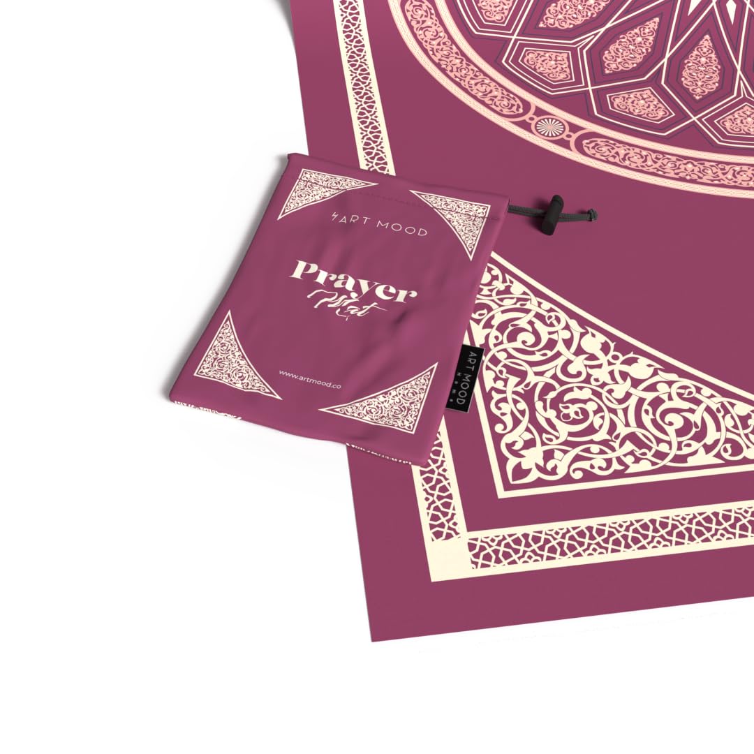 Al-Qubba Portable Prayer Mat, a Waterproof and Lightweight Travel Rug, Compact and Foldable to Pocket Size, Purple, a perfect Janamaz for Muslim Prayer (Salah) anytime, anywhere