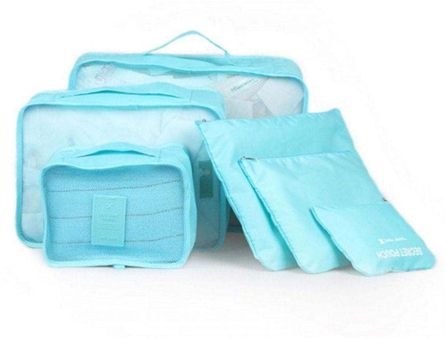 Polyester Clothing Storage Bag for Outdoor Travelling/Household (Blue) Set of 6 Piece