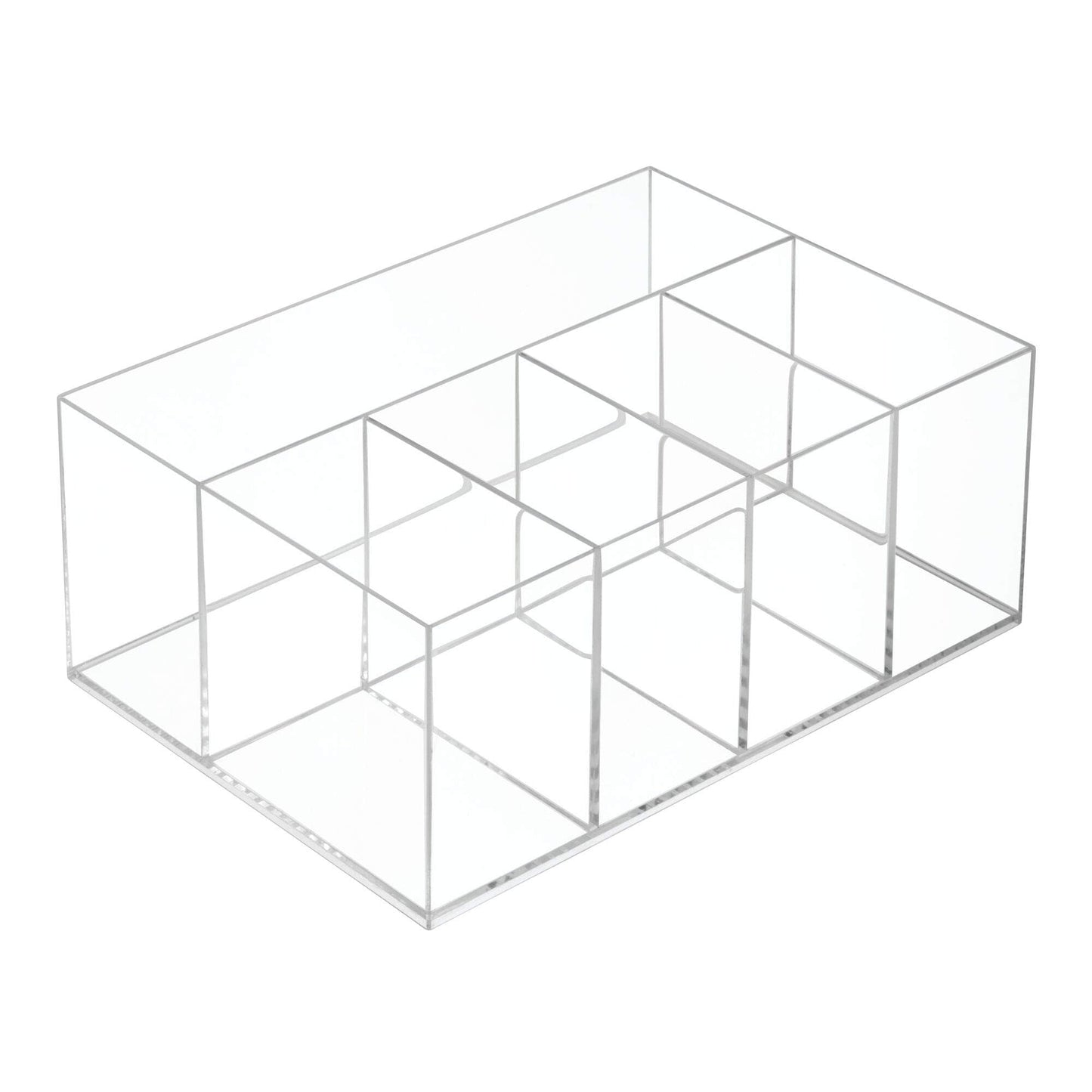 5-Compartment Bathroom Storage Organizer, Clear Plastic Countertop Organizer from The Clarity Collection for Makeup, Skincare, and Toiletries, Compact and Durable Design, Clear