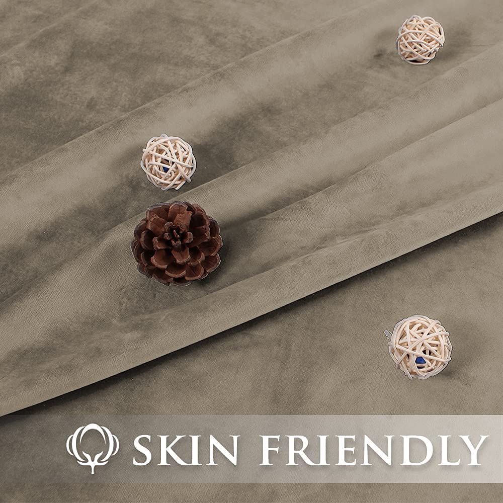 Elegant Velvet curtains - Soft Velour fabric - Steel Grommets - for living rooms - 1 piece-Café